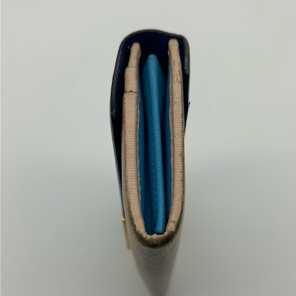 Fendi long leather wallet continental blue and beige - Picture 9 of 10